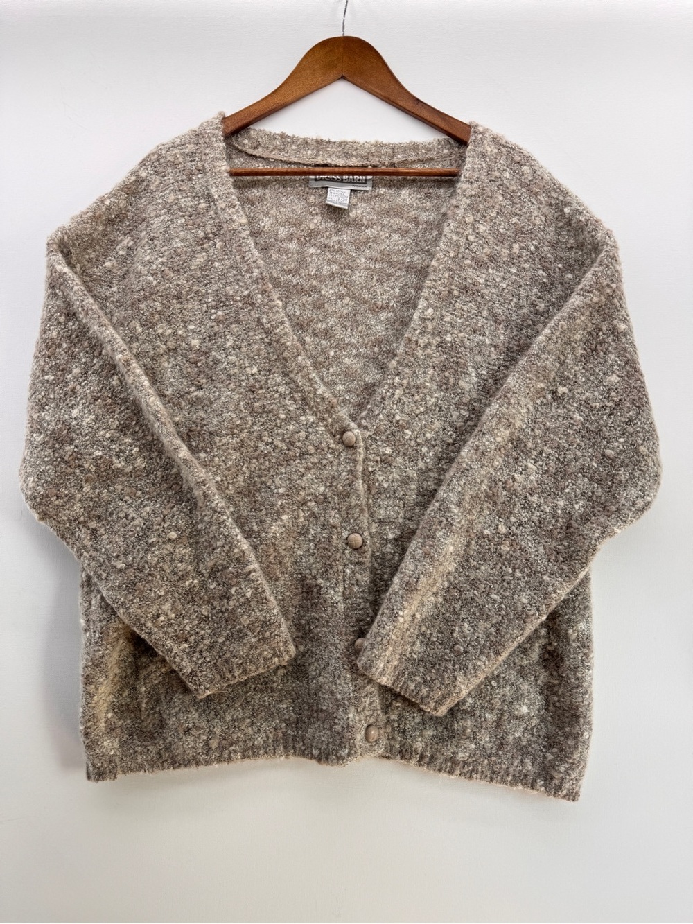 Vintage Dress Barn V-Neck Button-Front Cardigan Sweater 18/20 Marled Bouclé Knit